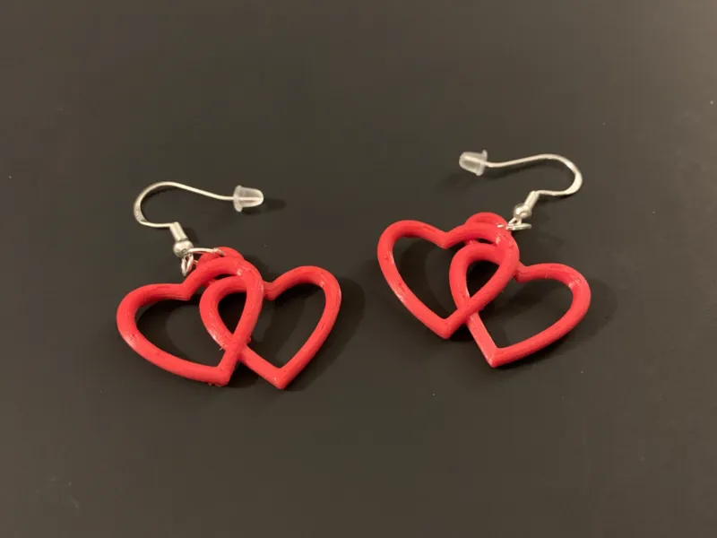 Double Heart Earing Set