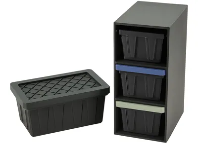 HDX Tote Bin 3 sizes, Lid & Rack (solid back)