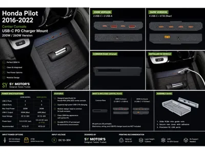 Honda Pilot 2016–2022 Center Console Charger