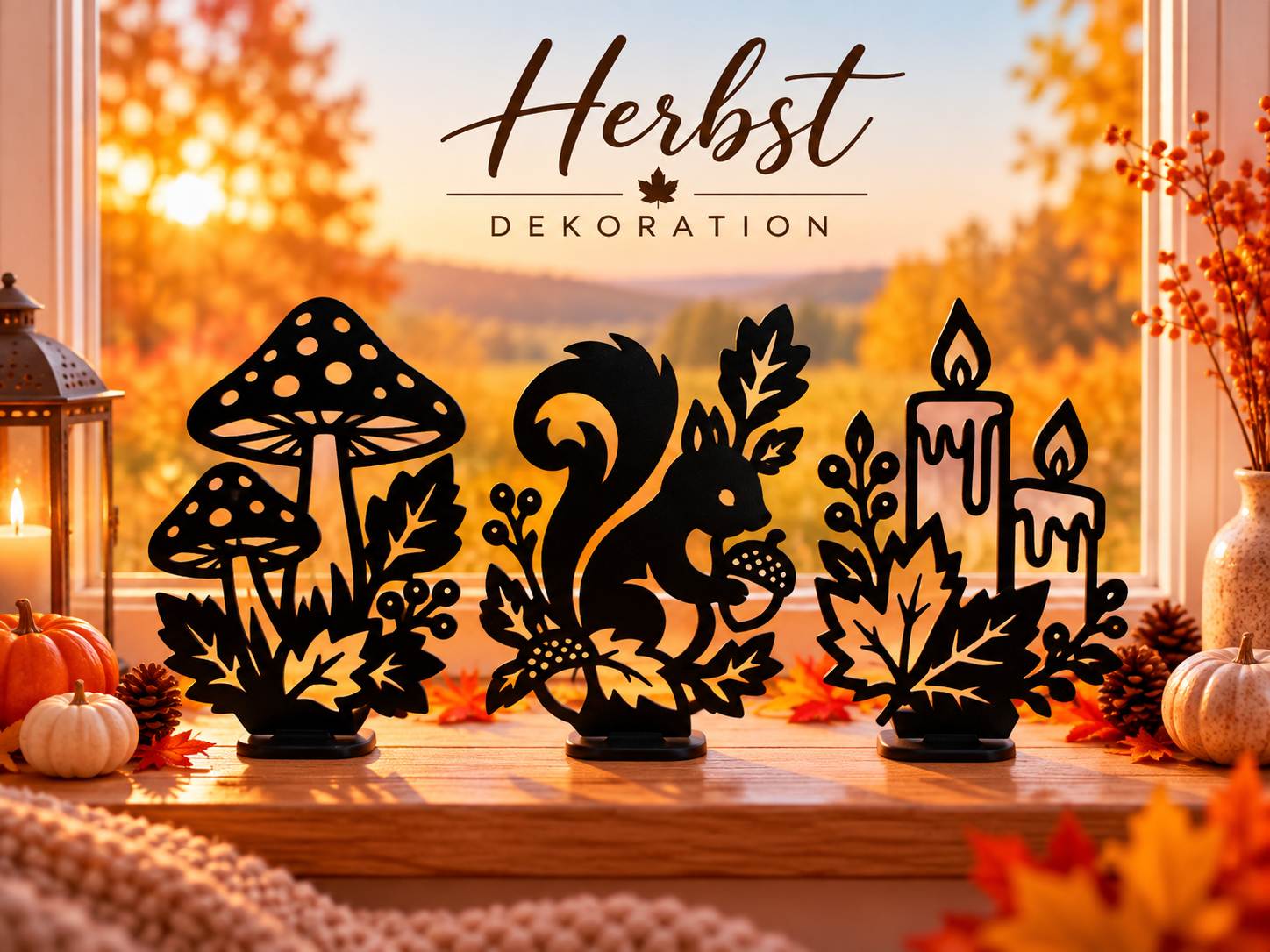Autumn Silhouette Decoration Set 3D model