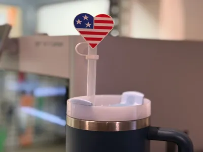 Stanley Heart Flag Straw Topper-Fits Any Size Cup