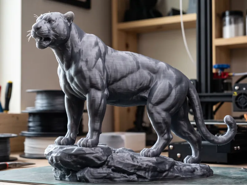 Powerful Muscular Jaguar Statue-High Detail Sculpt