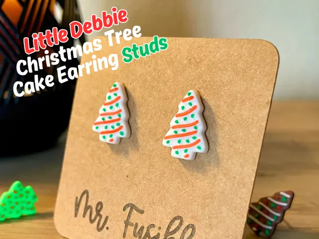 LIttle Debbie Christmas Tree Cake Stud Earrings