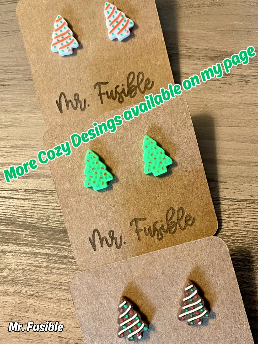 LIttle Debbie Christmas Tree Cake Stud Earrings view 2
