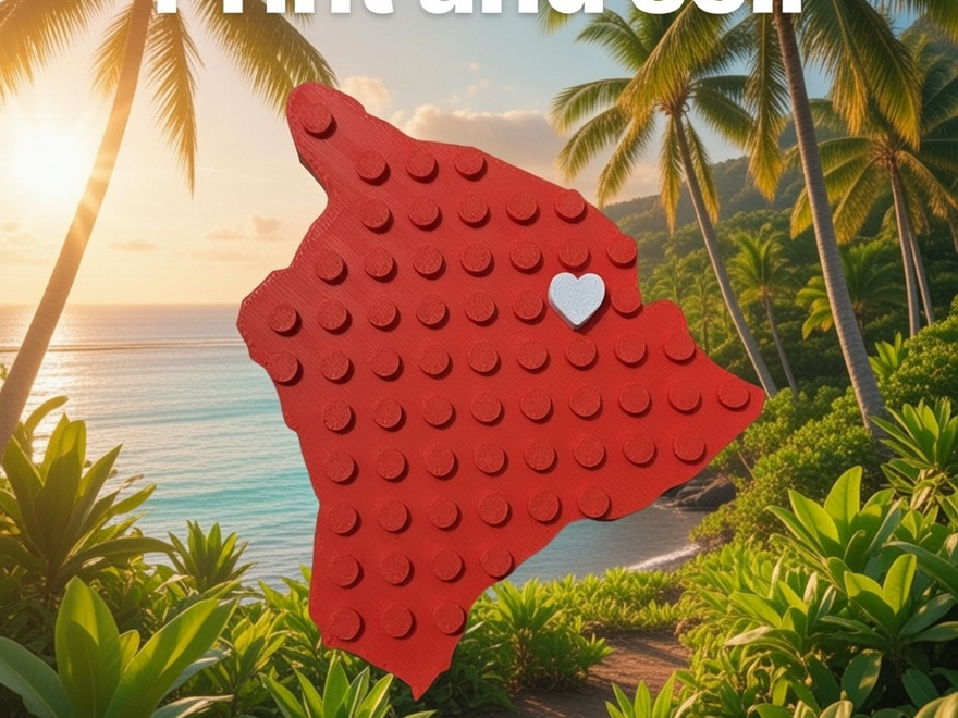 Big Island Hawaii Brick magnet w movable heart peg
