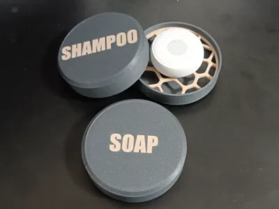 Puck shampoo / soap container with lid