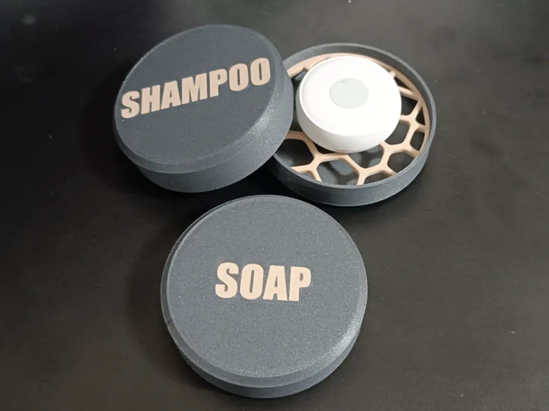 Puck shampoo / soap container with lid