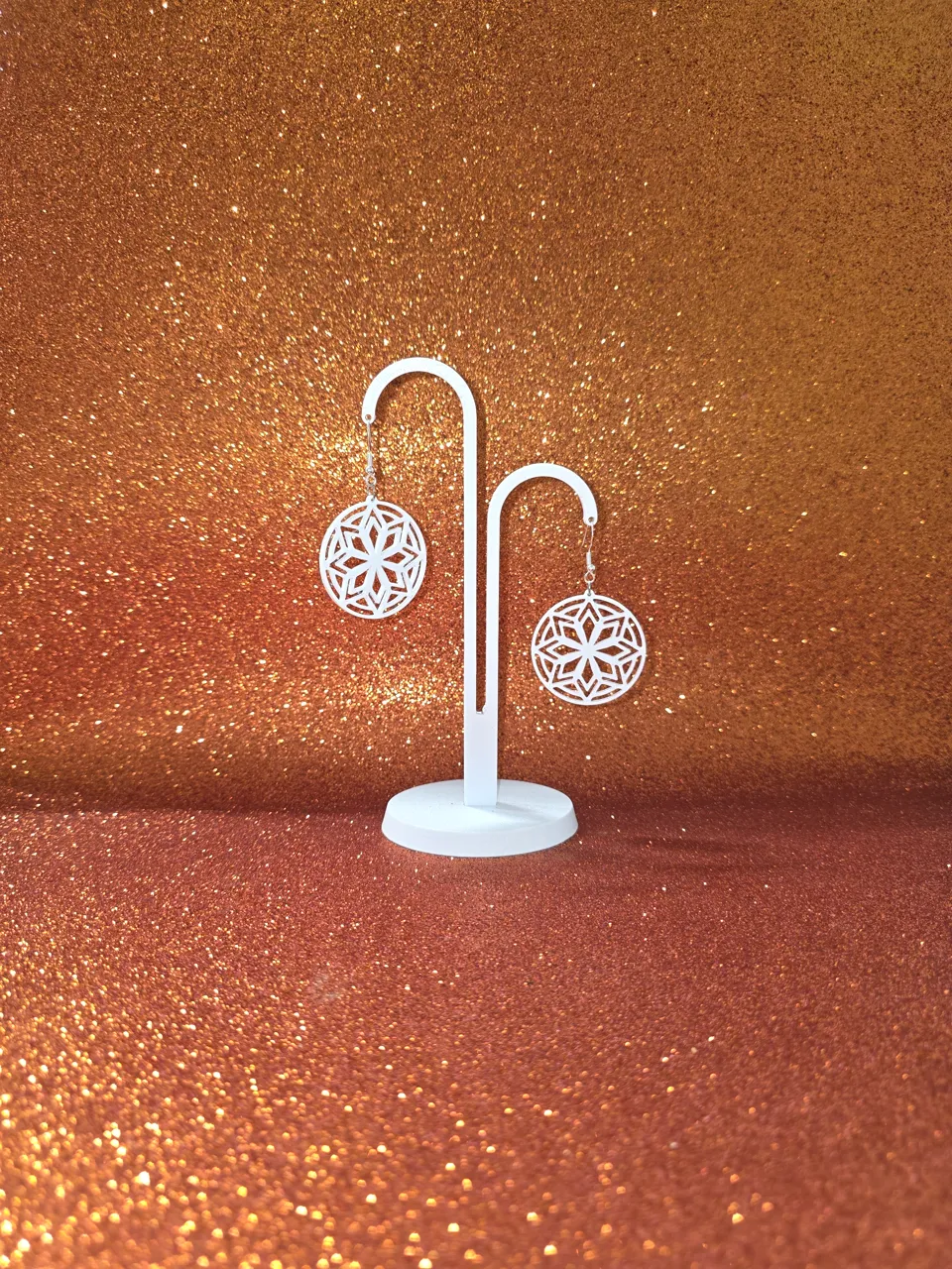 Geometric mandala earrings view 3