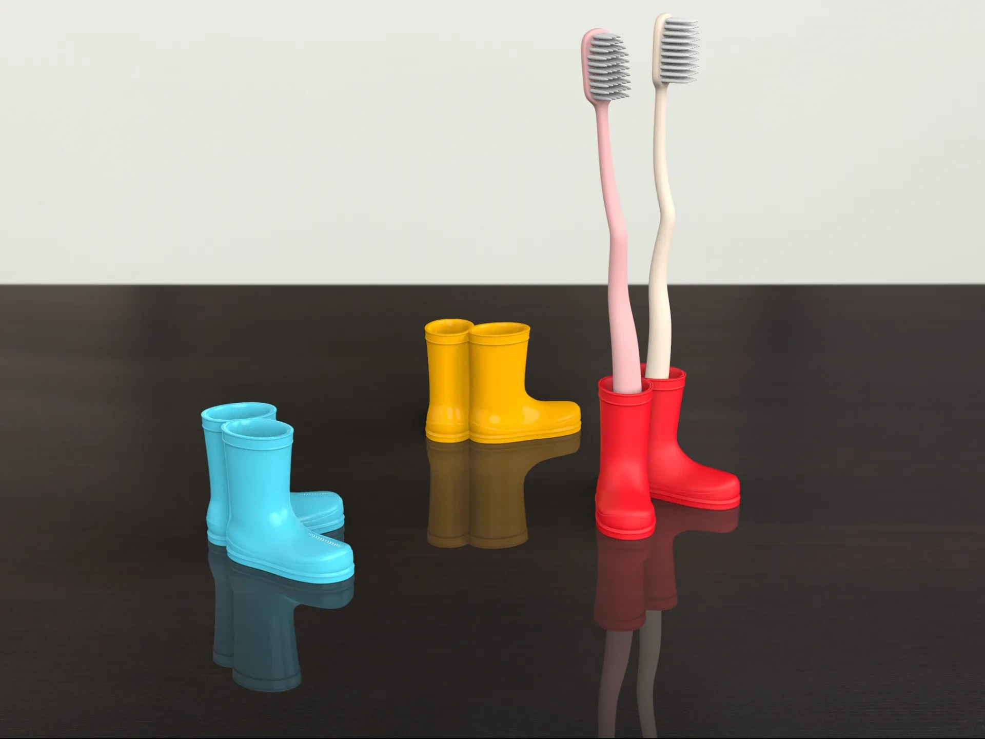 Miniatura 1 do modelo 3D 情侣牙刷座——小雨靴