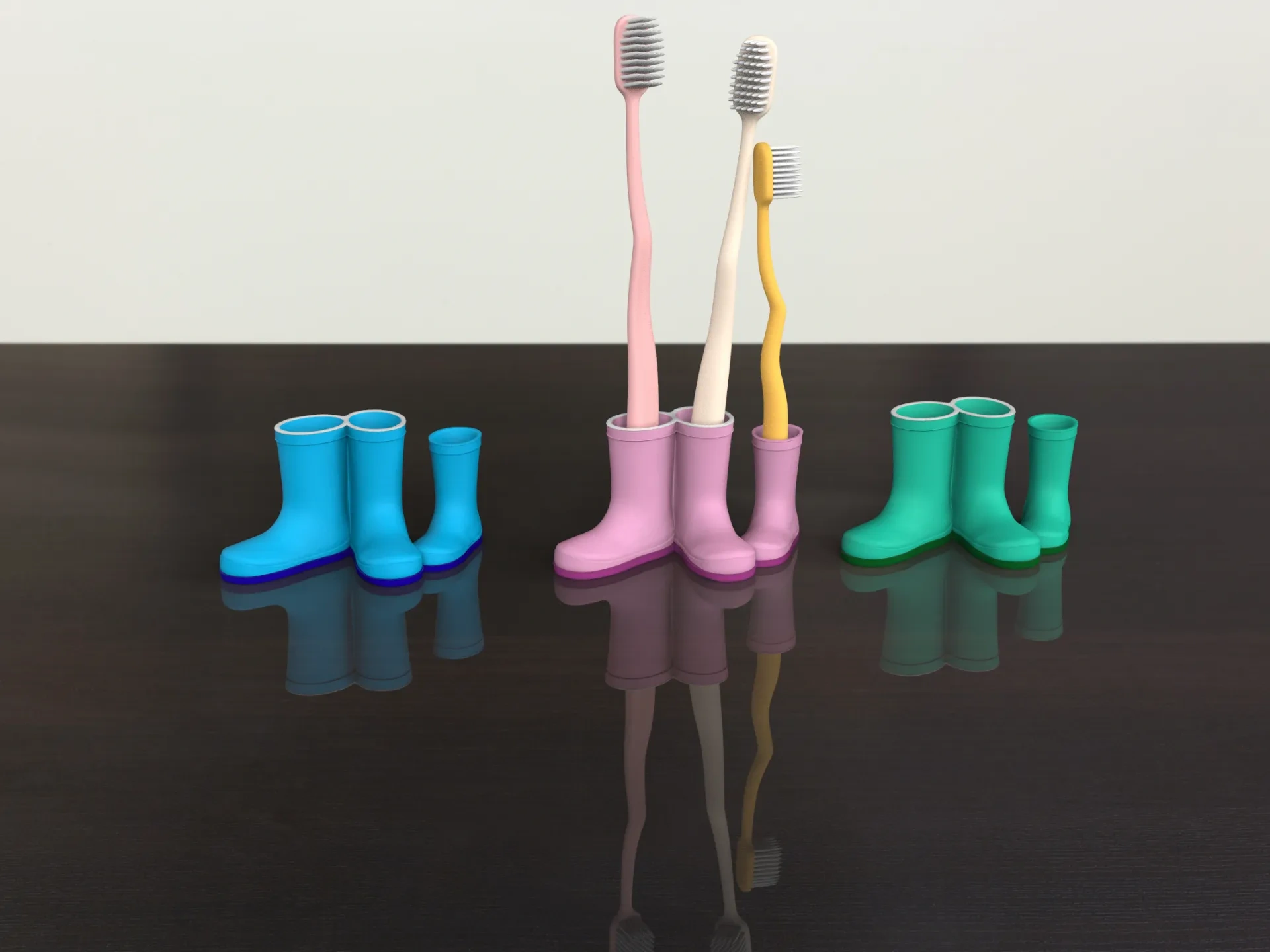 Miniatura 2 do modelo 3D 情侣牙刷座——小雨靴