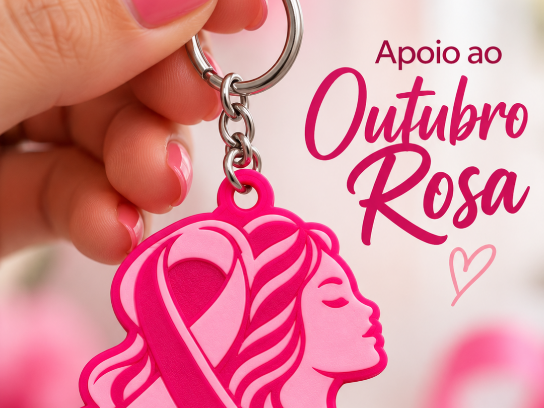 Outubro Rosa Mulheres Apoio Chaveiro - 1