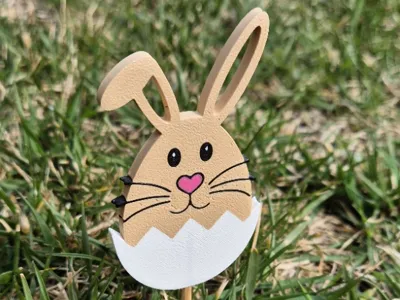 Easter bunny egg platpot decoration on stick