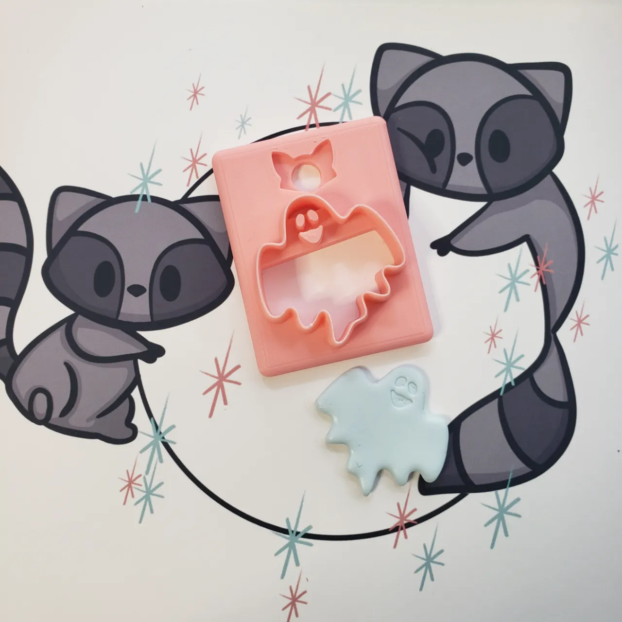 Happy Ghost Polymer Clay Earring Cutter view 2