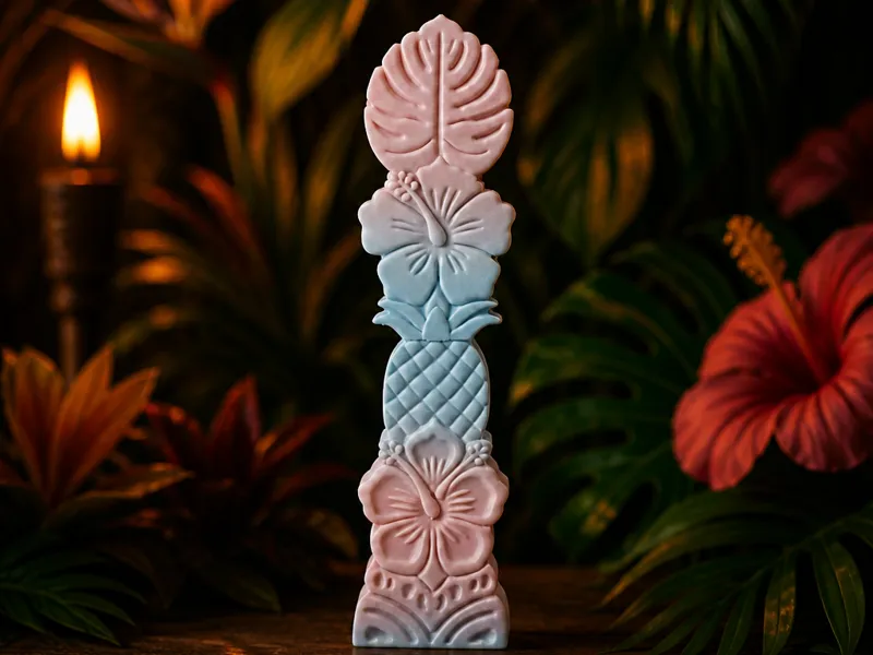 Pastel Tropical Totem - Minimalist Summer Decor