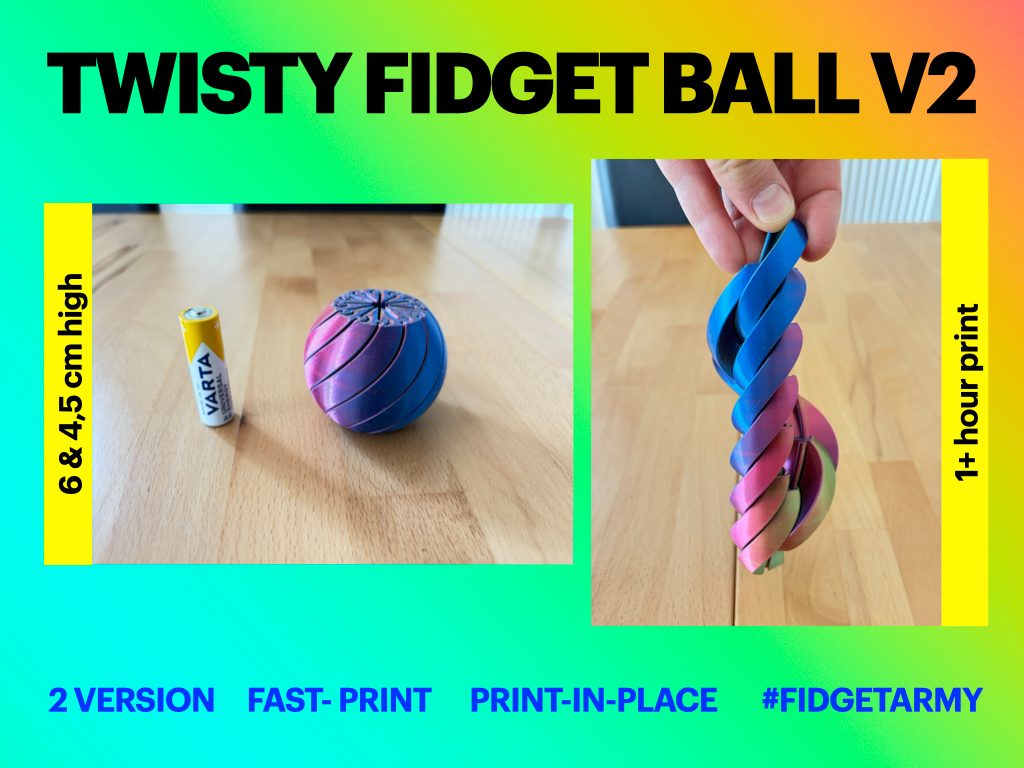 Twisted Twisty Ball Fidget - 1+hour print - 2Sizes