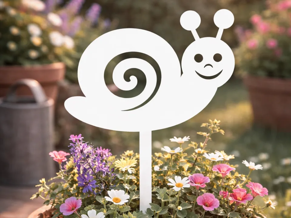 Piquet de jardin escargot souriant