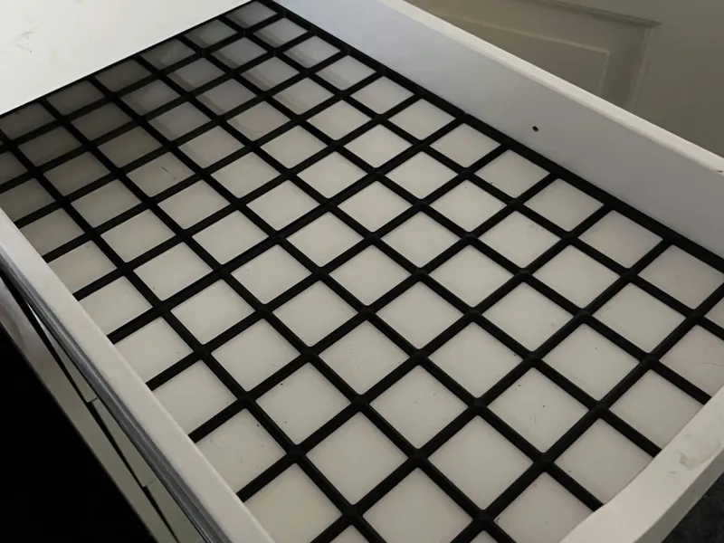 Gridfinity Bins and baseplate for IKEA Alex Drawer