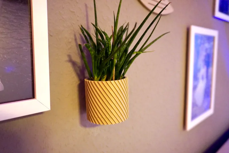Wall mounted plant pot spiral hidden watertray