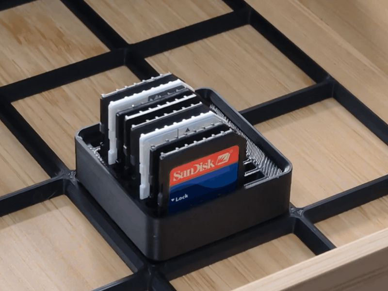 Gridfinity 1x1x2u Sliding SD Card Holder (slim)