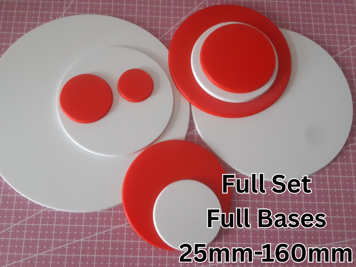 Tabletop round Bases - full 25mm - 160mm