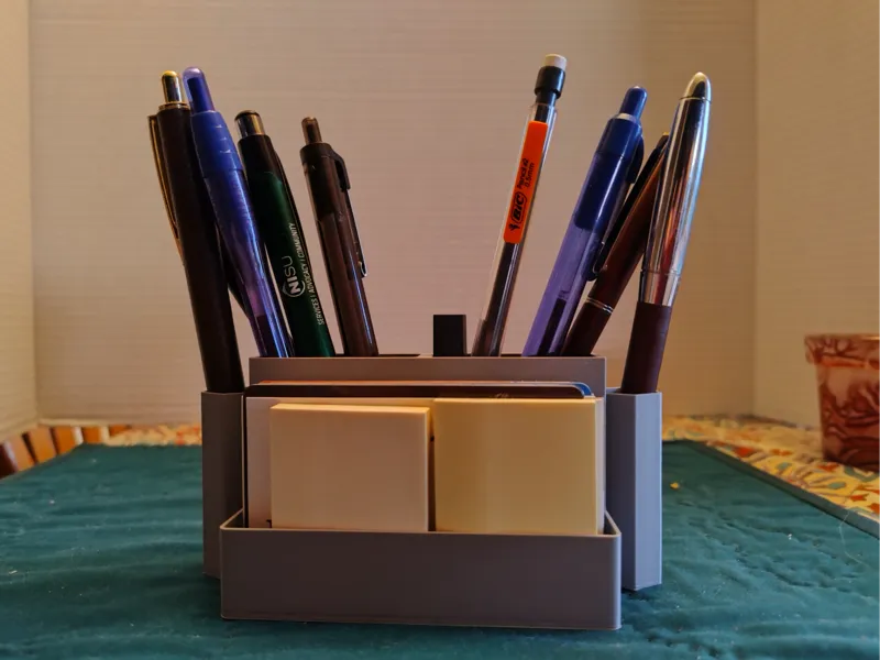Simple, slim desk organizer for pens, cards & post