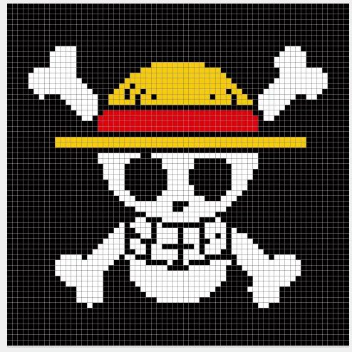 Pixel Art One Piece Logo Monkey D. Rufy by bananamalvagia - MakerWorld
