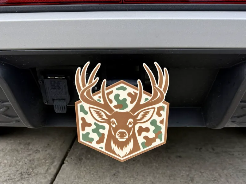 Camo Deer Trailer Hitch Receiver Plug