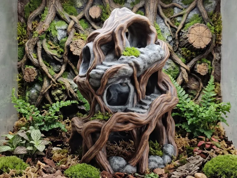 Terrarium Aquarium Realistic Tree & Rock Hideout
