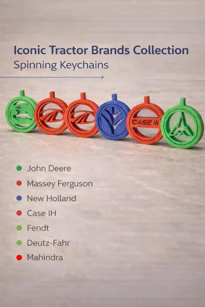 Iconic Tractor Brand Collection–Spinning Keychains - Free 3D Print ...