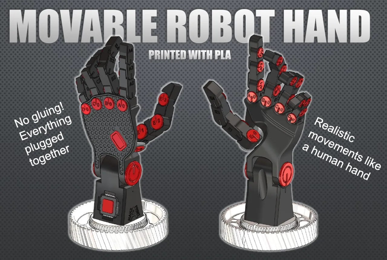 Poseable Robot Hand (Left Hand) (PLA) view 2