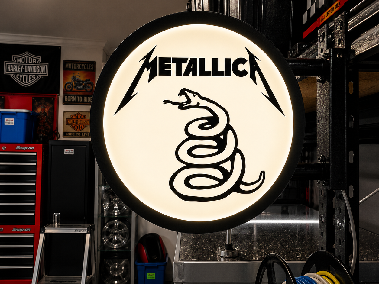 Metallica lightbox sign system