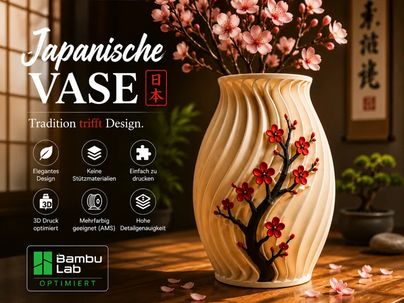 Japanische Vase  Eleganz trifft modernes 3D-Design
