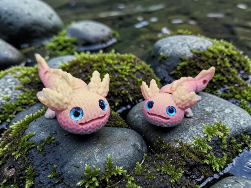 Knitted Axolotl Keychain - glass eye compatible