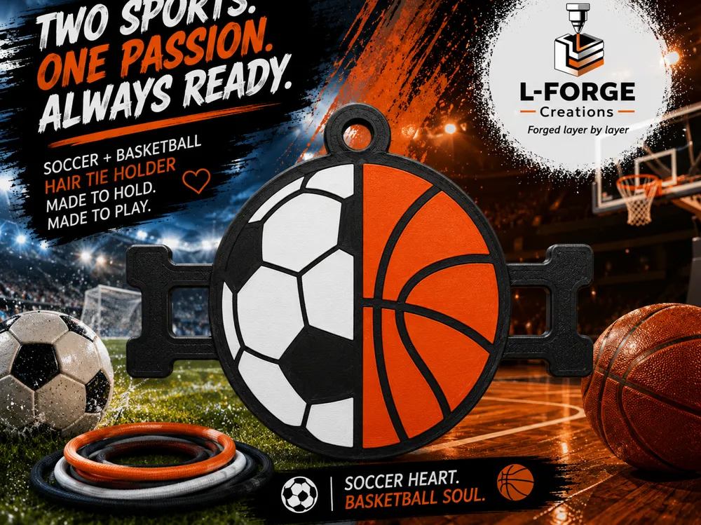 Accesorio para sujetar ligas de cabello: Soccer & Basketball Hair Tie Holder Keychain. Referencia del modelo original.