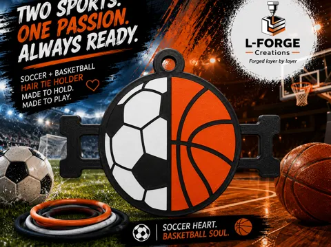 Accesorio para sujetar ligas de cabello: Soccer & Basketball Hair Tie Holder Keychain — referencia de MakerWorld