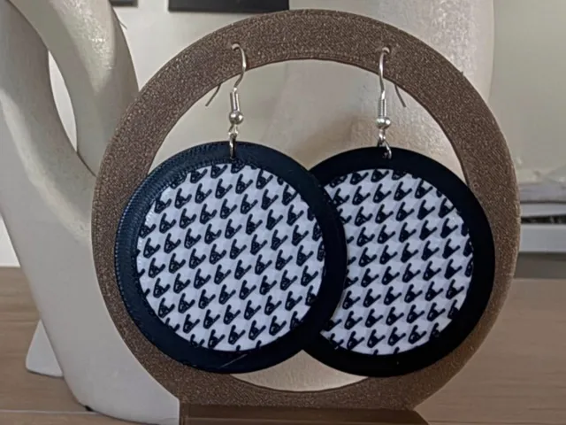 Boucles oreilles ronde pied de poule