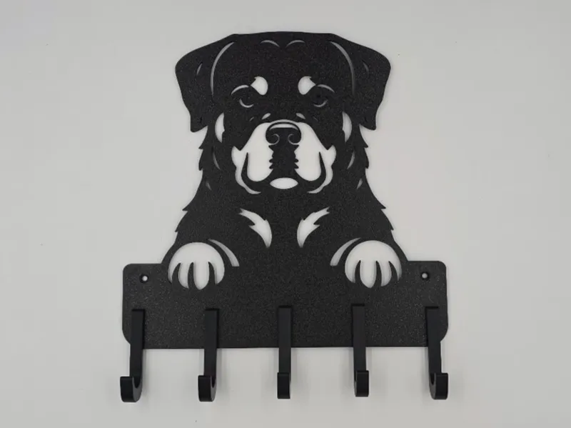 Dog Leash & Collar Holder, Rottweiler