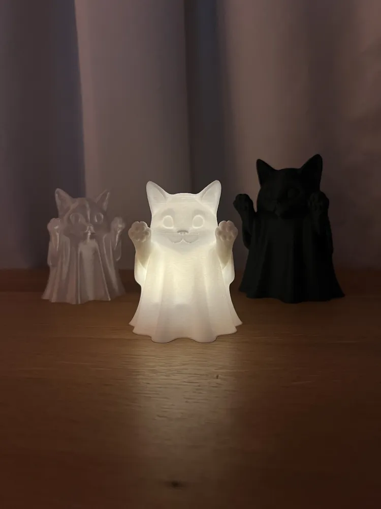 Ghost Cat Night Light - Free 3D Print Model - MakerWorld
