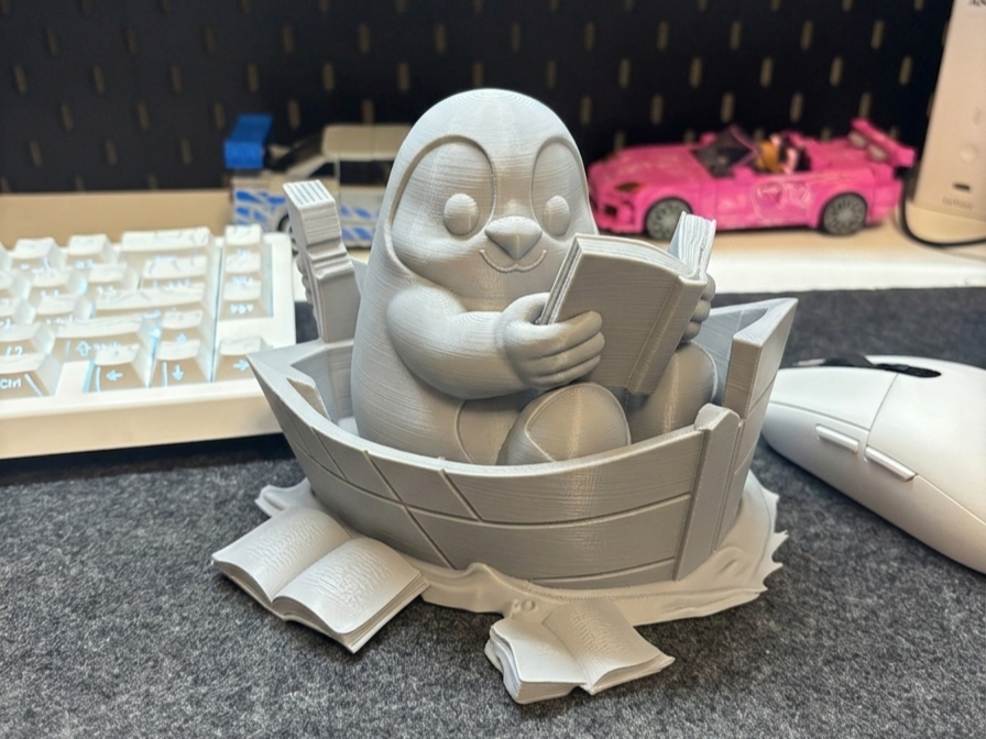 Reading Seal in a Boat | Cozy Book Lover Decor 