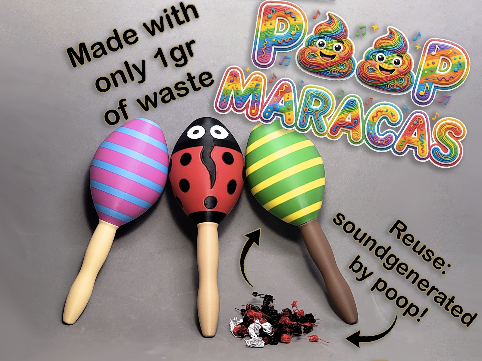 "Poop Maracas" for school education and music