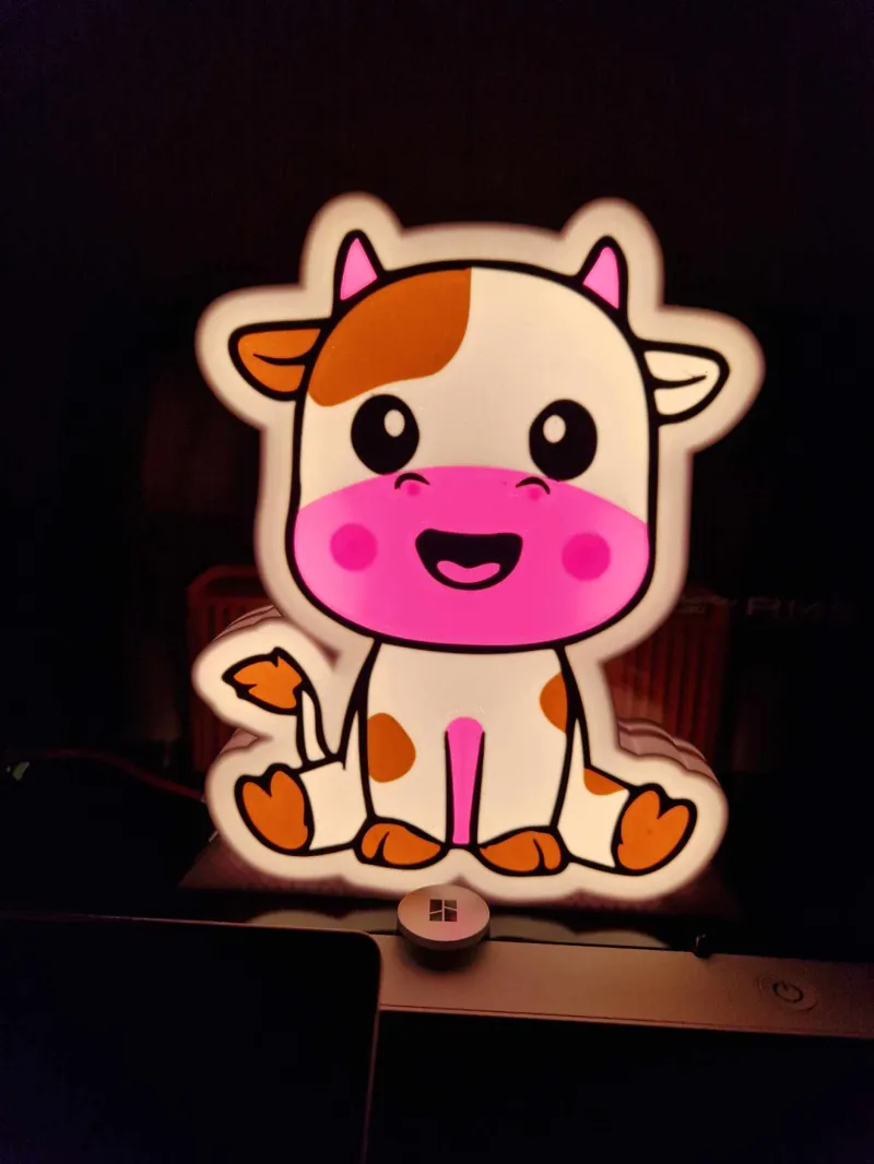 Cute Cow light box - wall and stand version