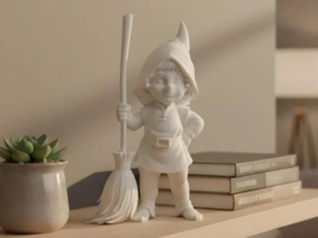 Garden Gnome Girl with Broom–Little Gardener 250mm