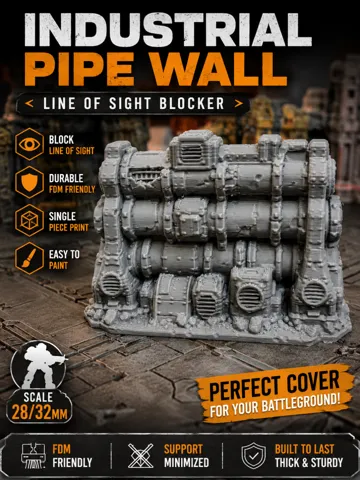 Escenografía en miniatura: Industrial Pipe Wall – Line of Sight Blocker — vista de referencia 2