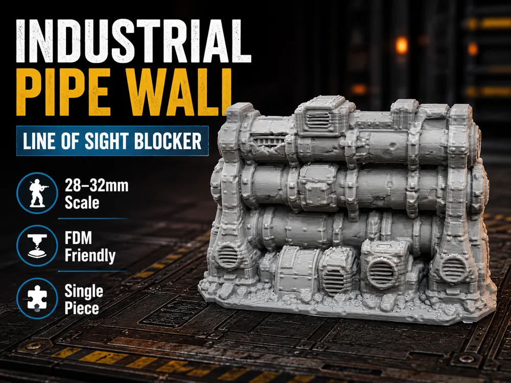 Escenografía en miniatura: Industrial Pipe Wall – Line of Sight Blocker. Referencia del modelo original.