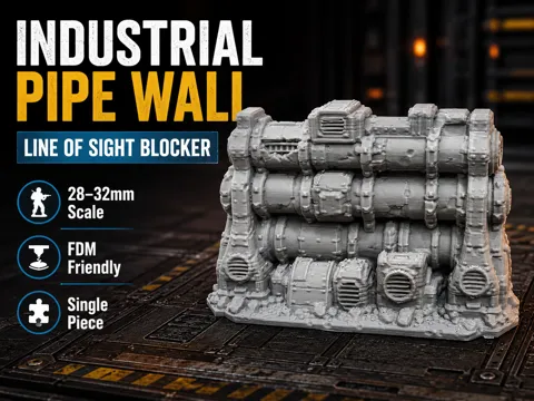 Escenografía en miniatura: Industrial Pipe Wall – Line of Sight Blocker — referencia de MakerWorld