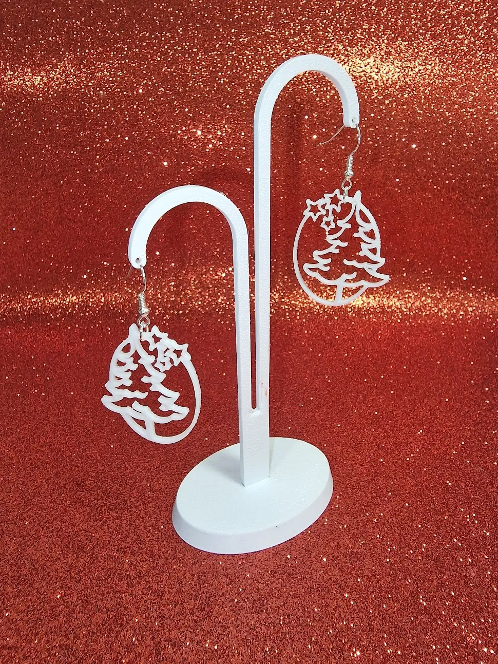 Another Christmas tree earrings view 3