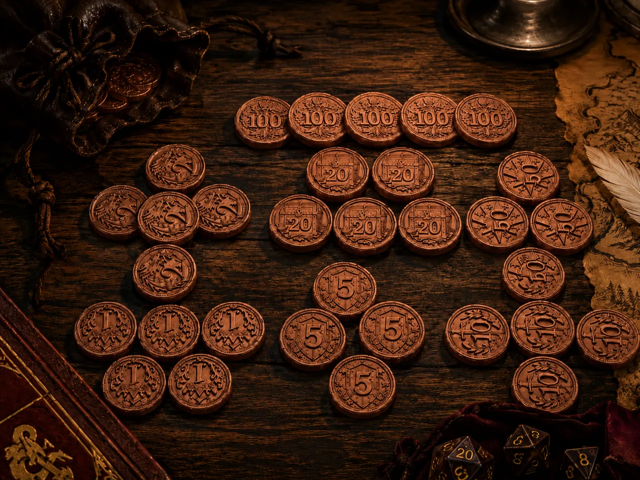 Set di monete fantasy – valuta per D&D view 3