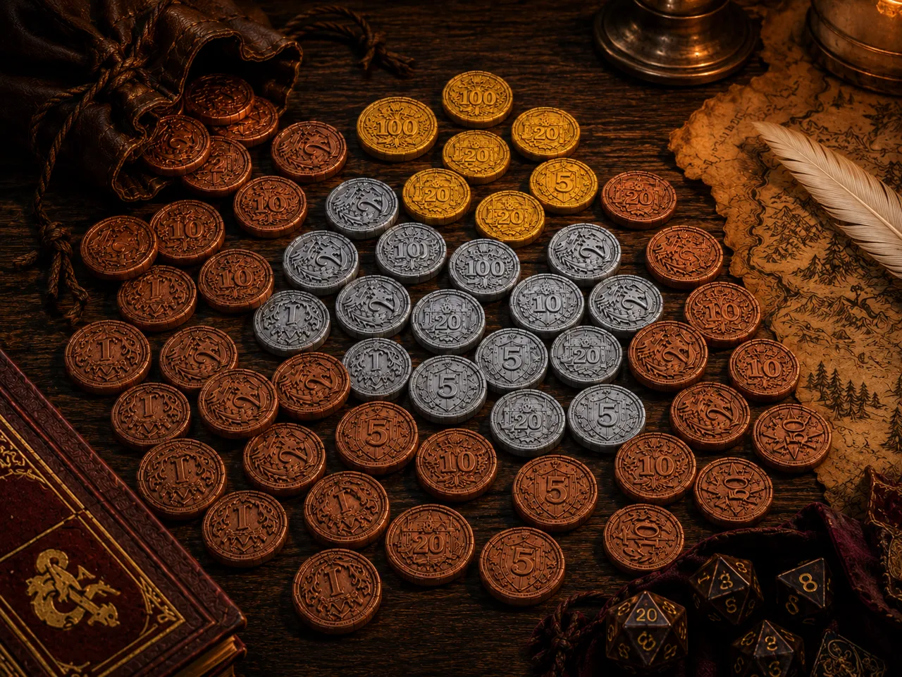 Set di monete fantasy – valuta per D&D view 2