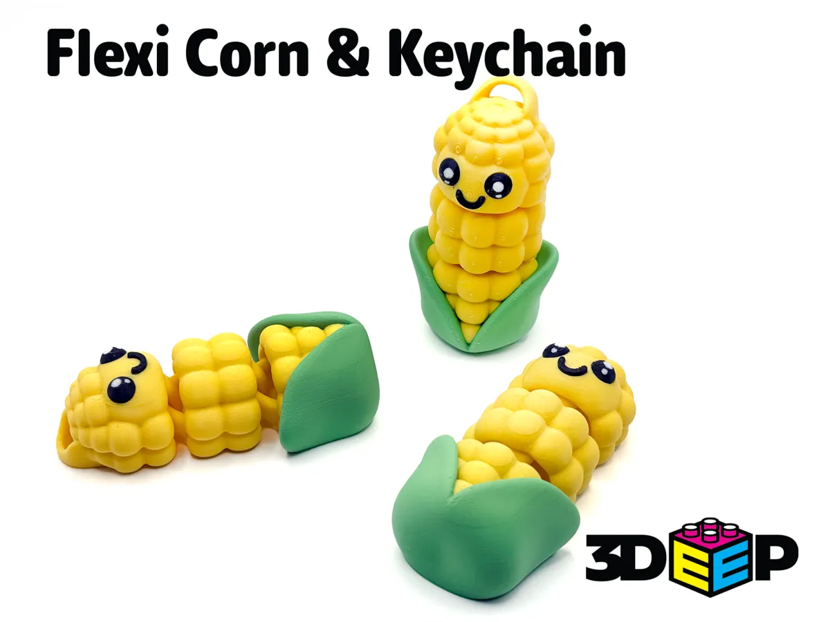 Flexi Corn on the Cob & Keychain - No Supports by 3DeepDesigns MakerWorld: Download Free 3D Models - 3D model önizlemesi
