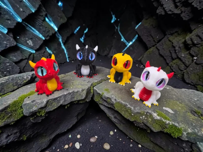 Multicolor Baby Dragon - glass eye compatible
